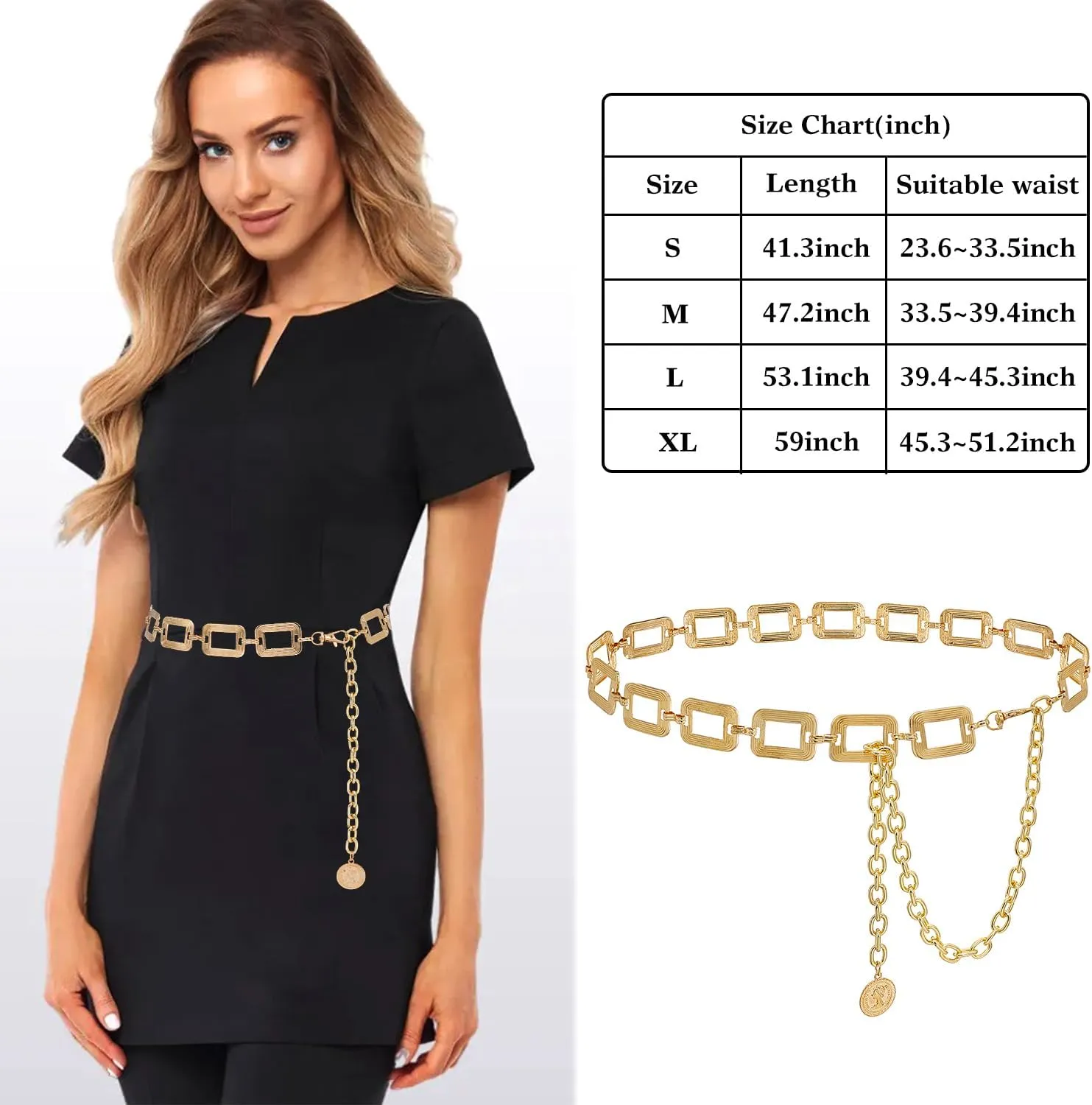 Trendy Women's O-Ring Adjustable Waist Chain - Fashion Accessory for Jeans and Dresses
