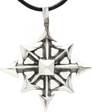 Trilogy Jewelry Pewter Chaos Star Magic Pendant on Leather Necklace