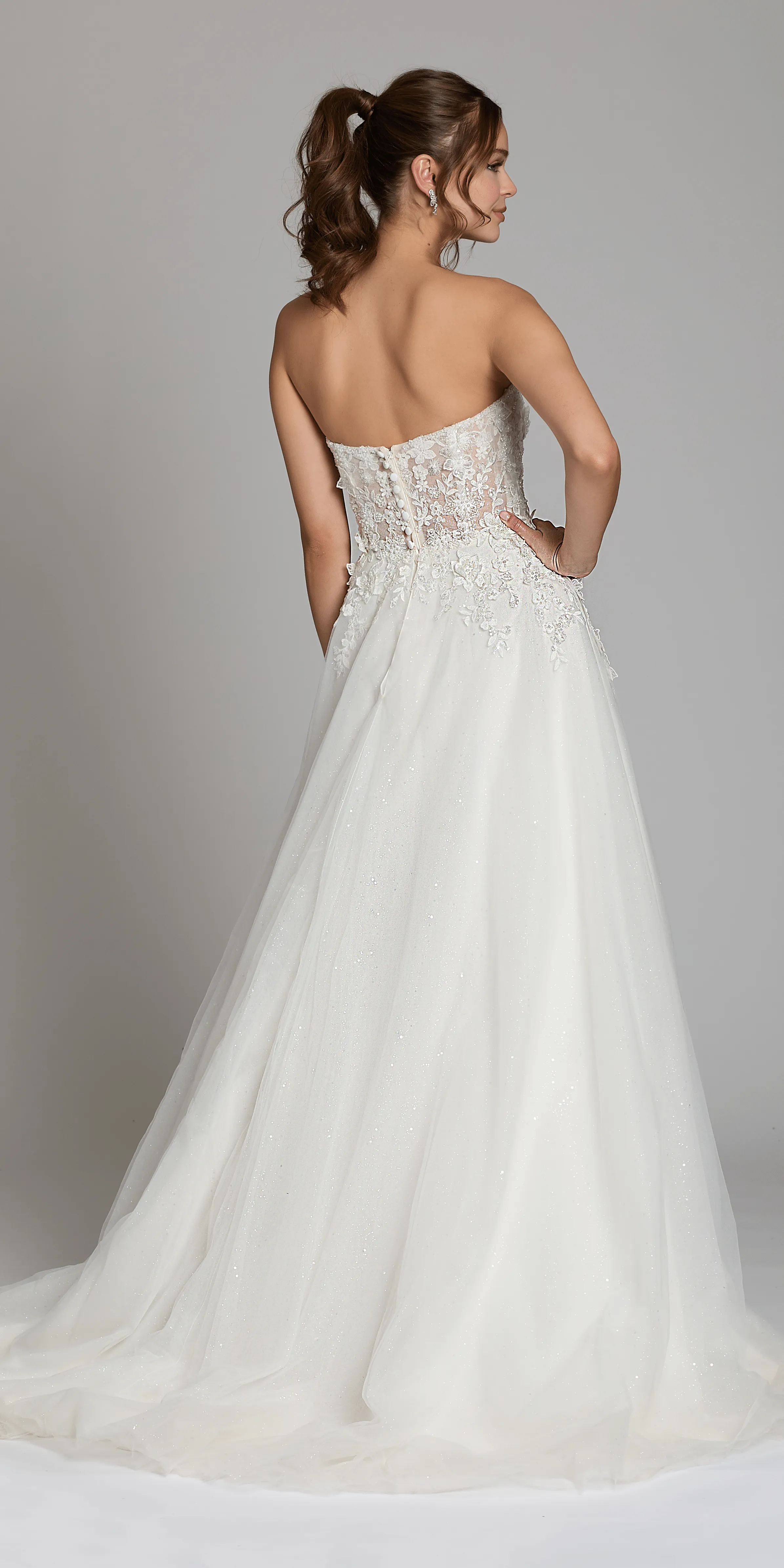 Tulle A Line Dress with 3D Embellished Appliques