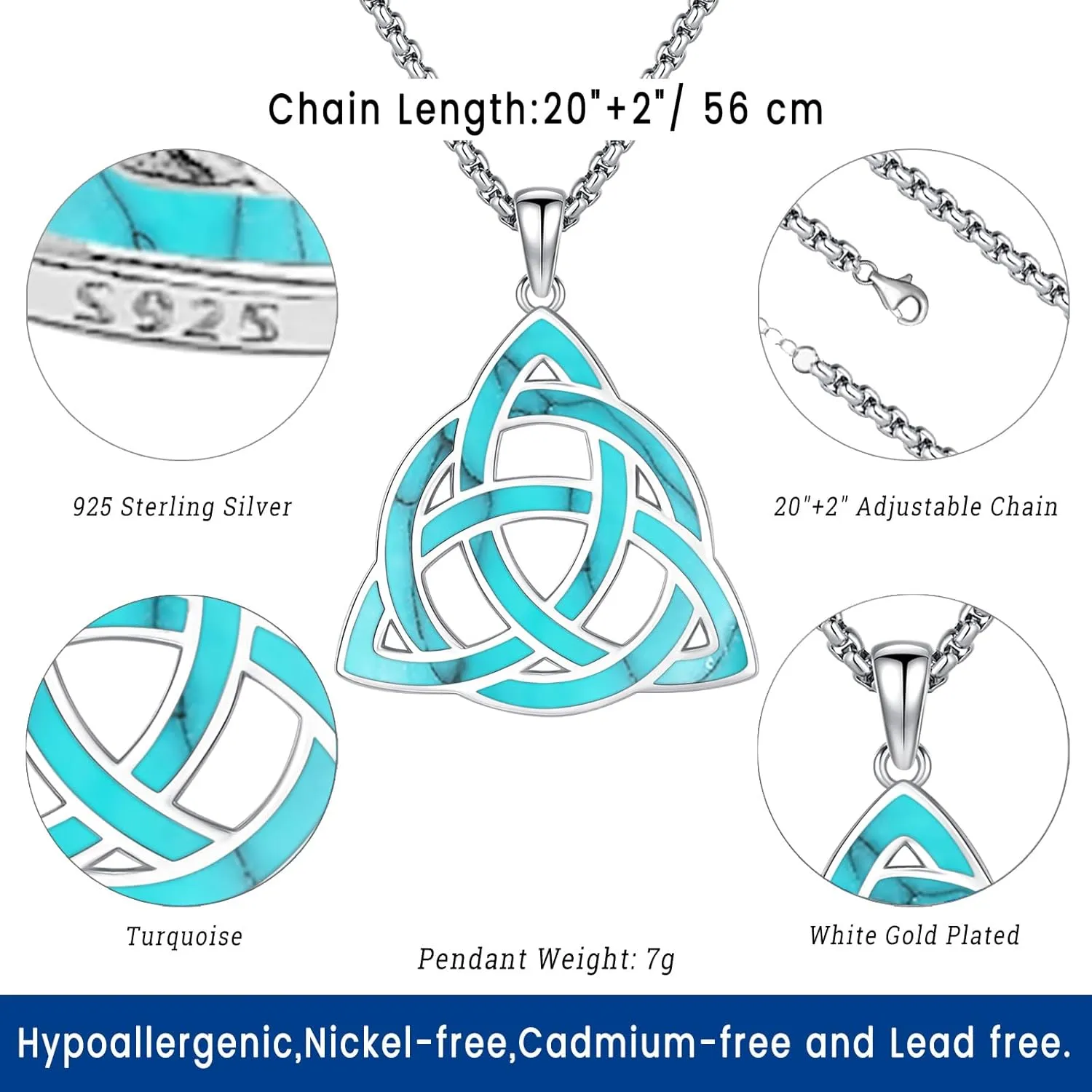 Turquoise Jewelry for Women Men 925 Sterling Silver Pendant Urn Necklaces for Ashes Picture Locket Necklace Thor Hammer Yggdrasil Virgen De Guadalupe St Michael Christopher Judas Witches Knot Necklace