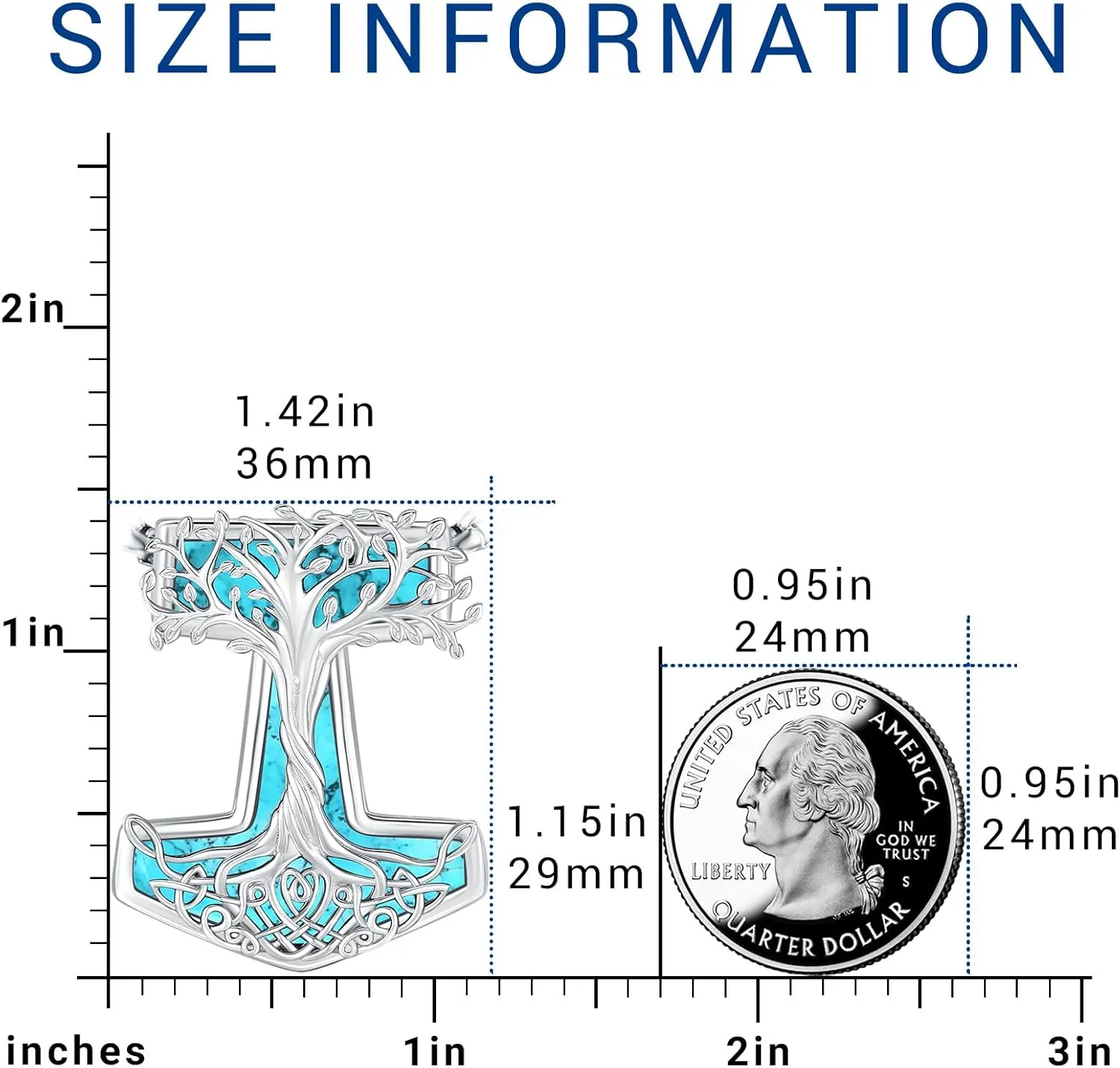 Turquoise Jewelry for Women Men 925 Sterling Silver Pendant Urn Necklaces for Ashes Picture Locket Necklace Thor Hammer Yggdrasil Virgen De Guadalupe St Michael Christopher Judas Witches Knot Necklace
