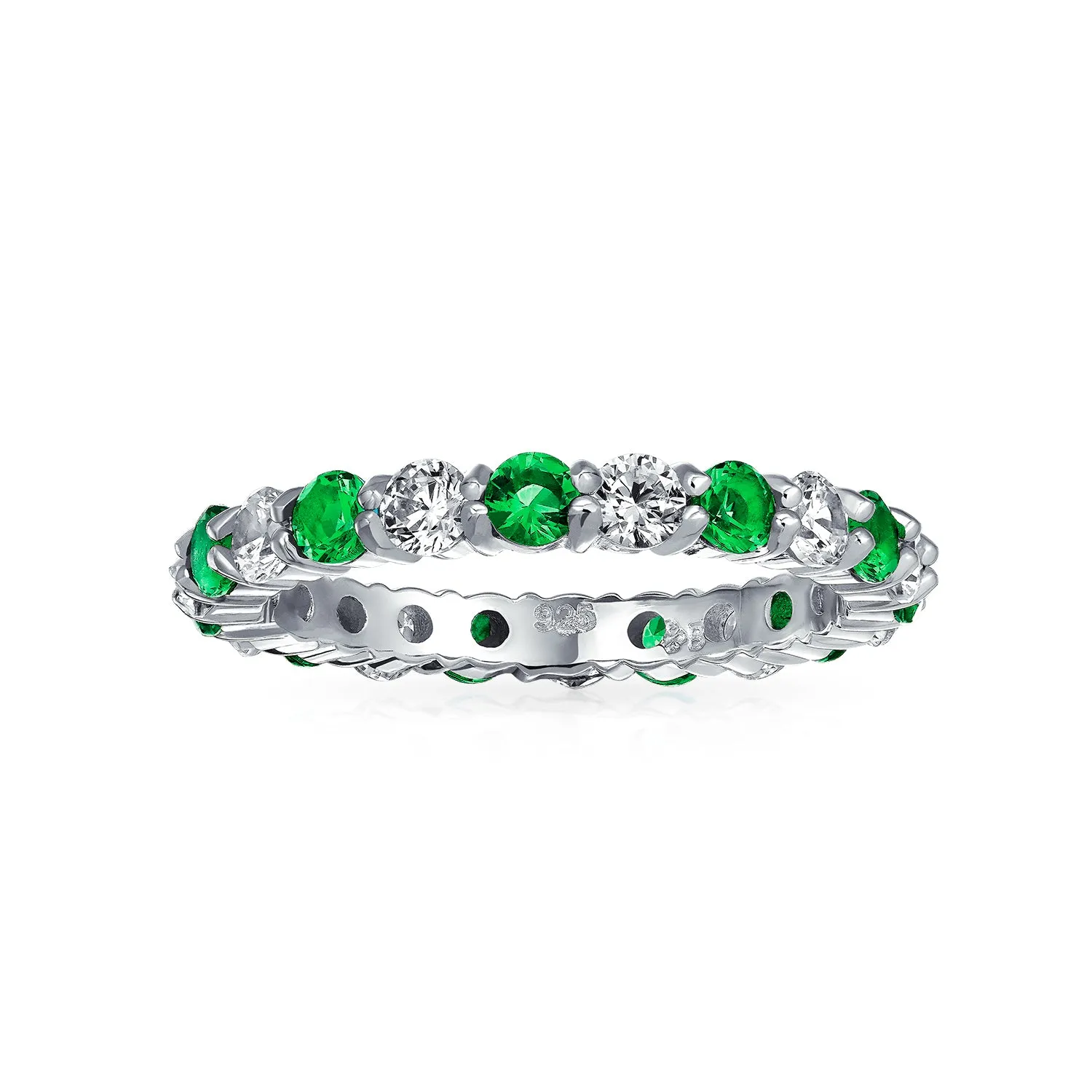 Two Tone Green Cocktail Statement Ring with CZ Pave and Sterling Silver Design