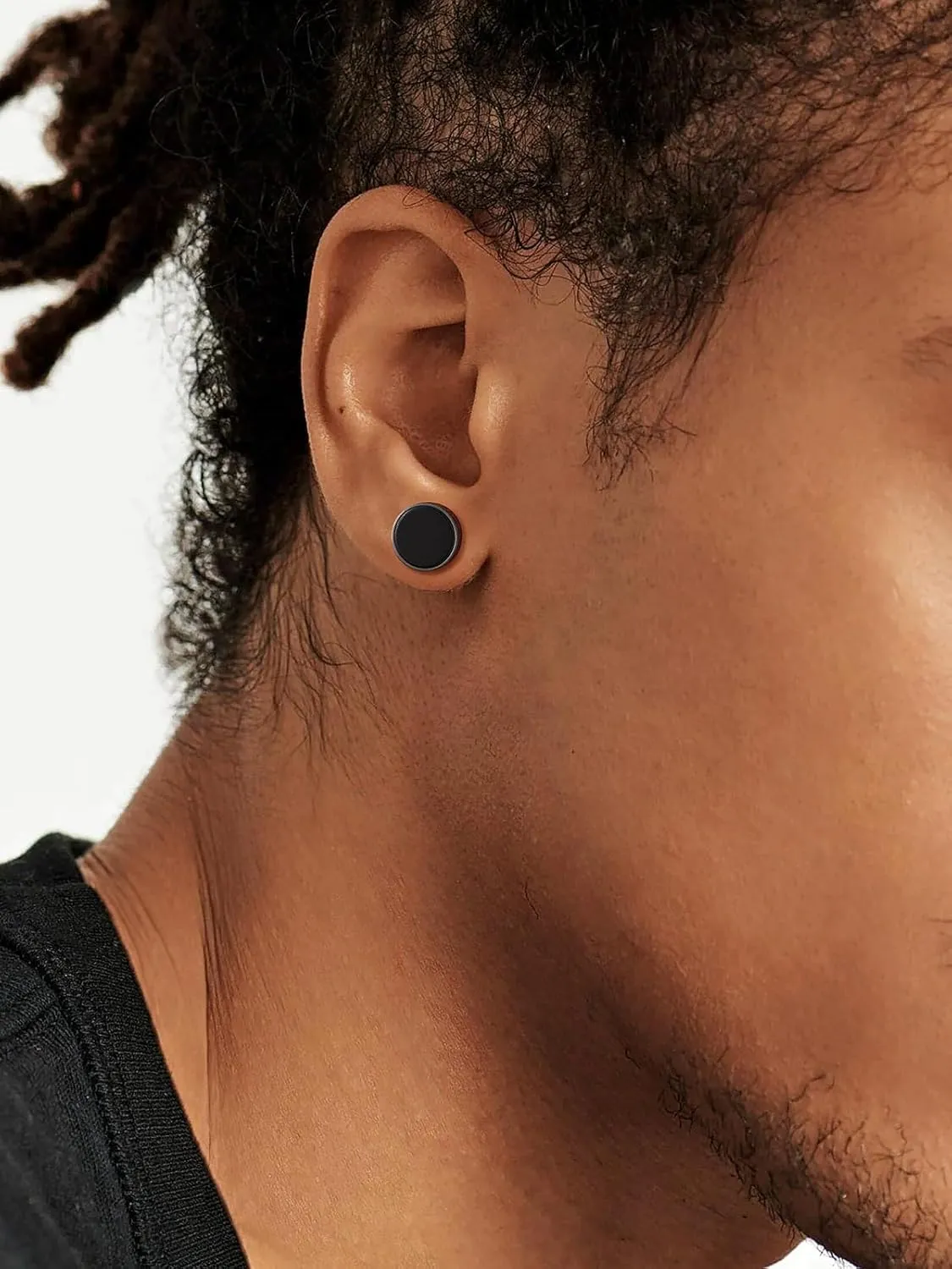 U7 925 Sterling Silver Black Onyx Stud Earrings with Viking Rune Cubic Zirconia Earrings for Men Women