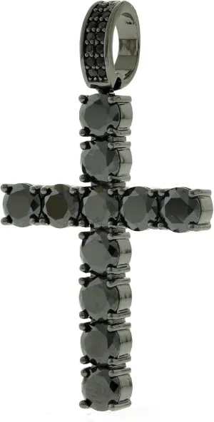 Unisex Classic 1 Row Tennis Necklace/Bracelet Black Finish Lab Created Diamonds 4MM Solitaires Tennis Chain 16-30 inches Bracelet 6.5-9 inches (CZ Cross)
