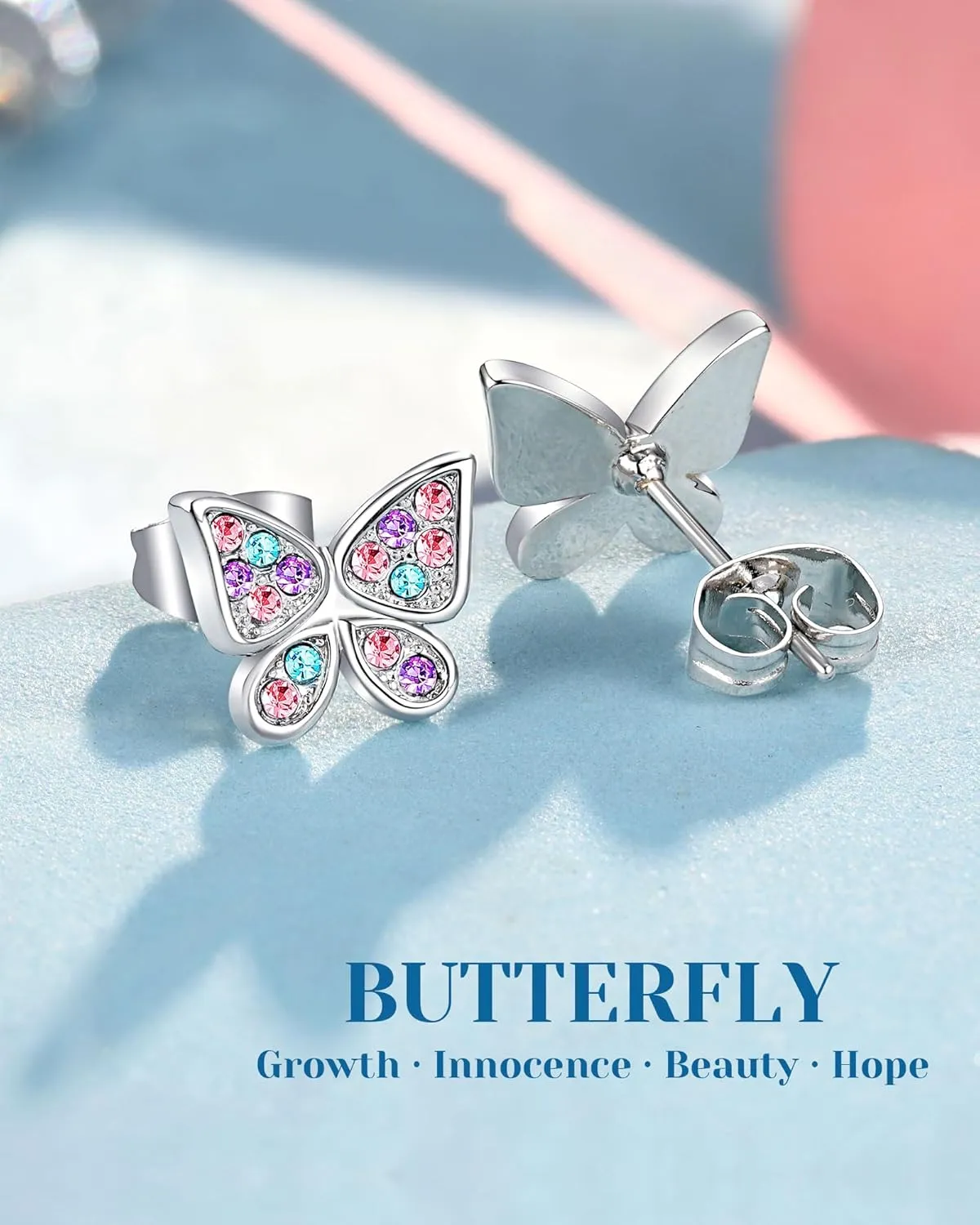 UPROMI Hypoallergenic Butterfly Earrings for Daughter/Granddaughter/Niece, Valentines Christmas Birthday Gifts for Girls