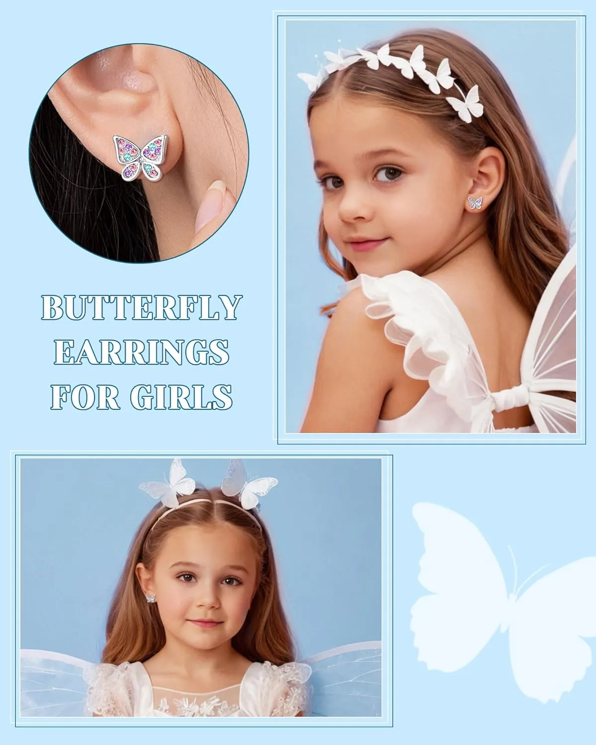 UPROMI Hypoallergenic Butterfly Earrings for Daughter/Granddaughter/Niece, Valentines Christmas Birthday Gifts for Girls