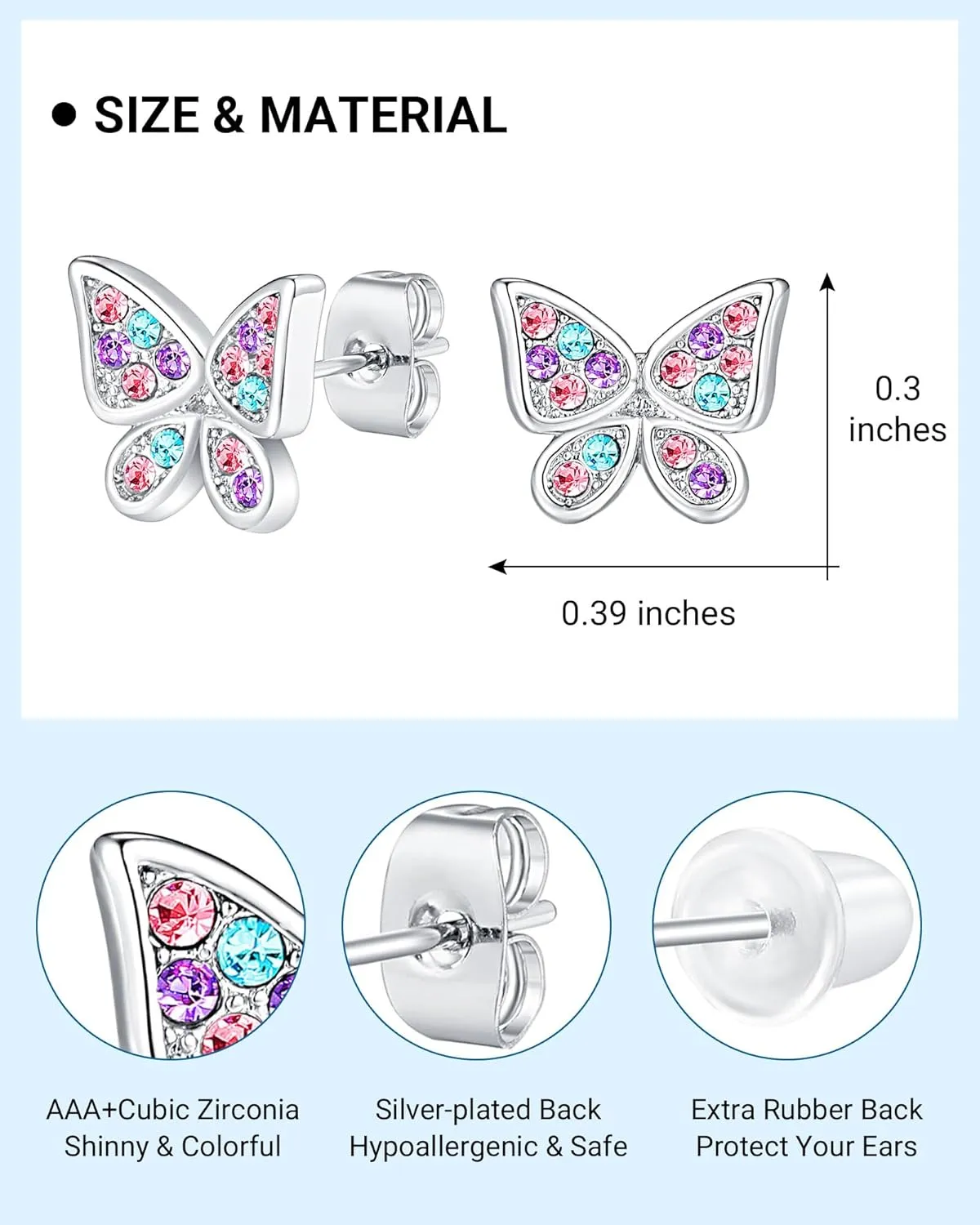 UPROMI Hypoallergenic Butterfly Earrings for Daughter/Granddaughter/Niece, Valentines Christmas Birthday Gifts for Girls