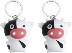 VALICLUD 2Pcs Cartoon Cow Keychain Miniature Cow Figurine Animals Keyring Charm Light and Sound Keychains Led Keychain Flashlight For Chinese Ox New Year Party Favors
