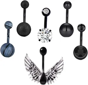 VANZACK Dangle Belly Button Ring 6pcs Navel Piercing Jewelry Titanium Navel Ring Belly Button Piercing Kit