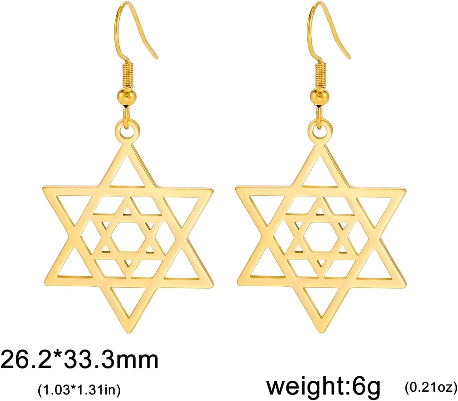 VASSAGO Star of David Earrings for Women Jewish Star with Cross Dangle Drop Earrings Stainless Steel Six pointed Star Earrings Israel Religious Jewish Hanukkah Jewelry Gift