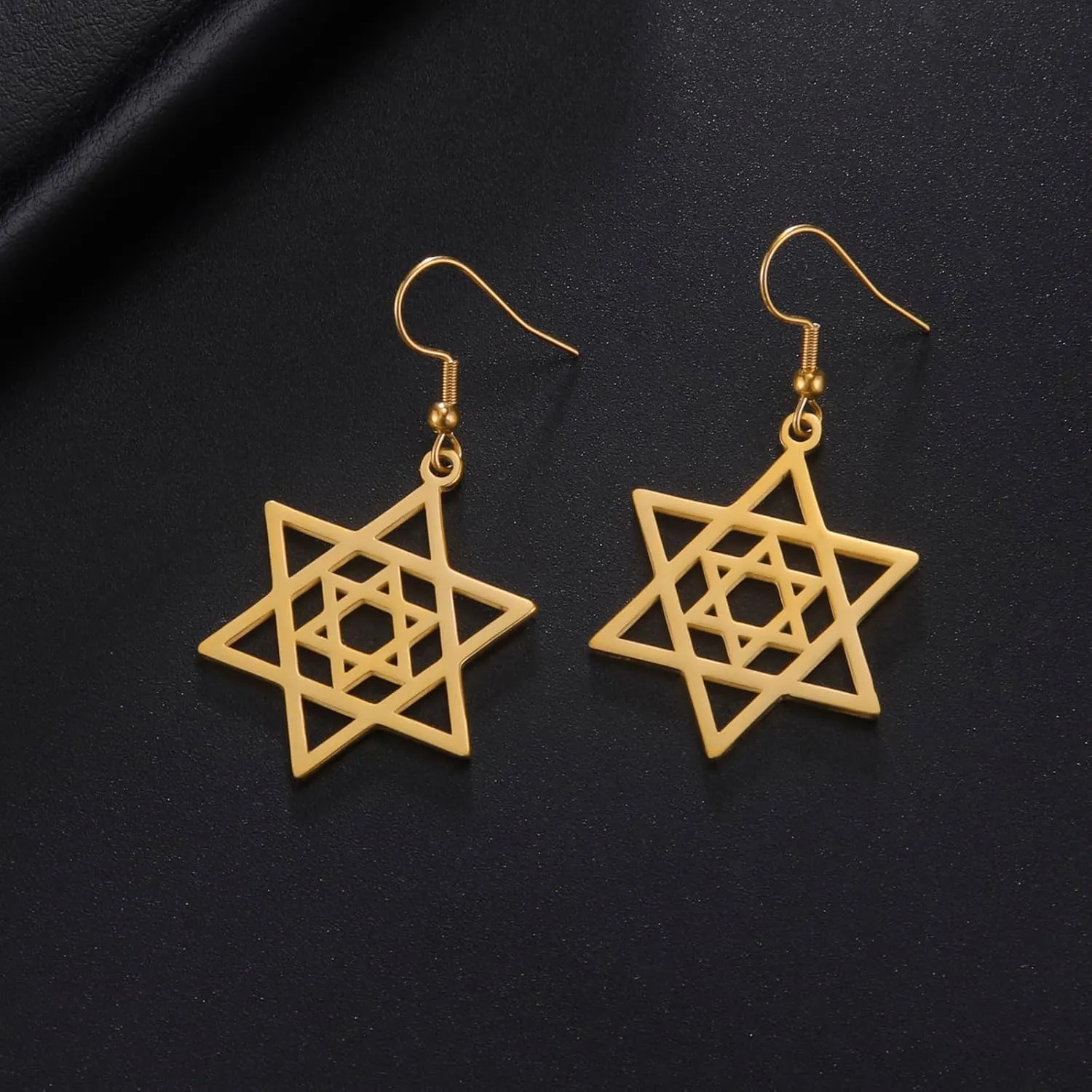 VASSAGO Star of David Earrings for Women Jewish Star with Cross Dangle Drop Earrings Stainless Steel Six pointed Star Earrings Israel Religious Jewish Hanukkah Jewelry Gift