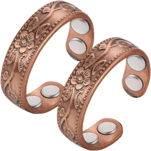 Vicmag Copper Magnetic Ring for Women 99.9% Copper Finger Ring Strong Magnet Ring Copper Jewelry Gift Adjustable