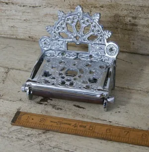 Victorian Chrome Toilet Roll Holder with Lid