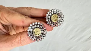 Victorian Style Crystal Post Earrings. Sterling Silver 1080