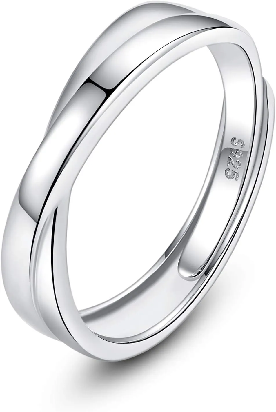 VIKI LYNN 925 Sterling Silver Adjustable Criss Cross Rings for Women Men Engagement Couples Ring