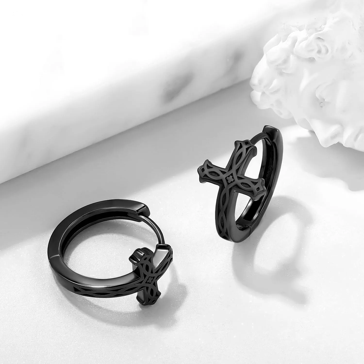 Viking Earrings for Men Women, Norse Viking Runes Hoop Earrings S925 Sterling Silver Norse Mythology Huggie Hoops Earrings Jewelry Gift