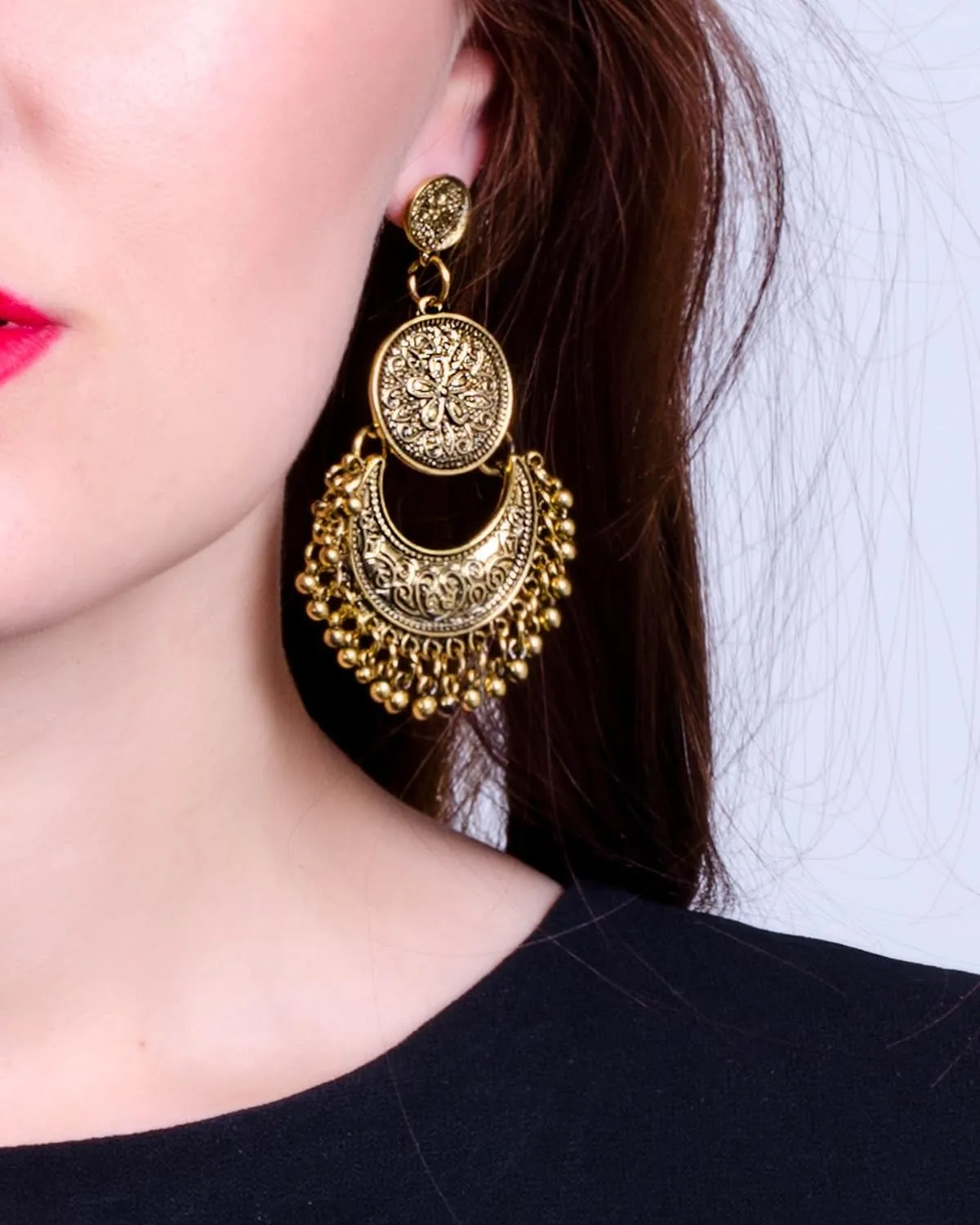 Vintage Antique Silver Dangle Chandelier Earrings Beaded Tassel Earring for Women