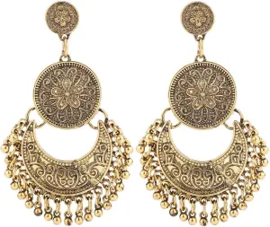 Vintage Antique Silver Dangle Chandelier Earrings Beaded Tassel Earring for Women