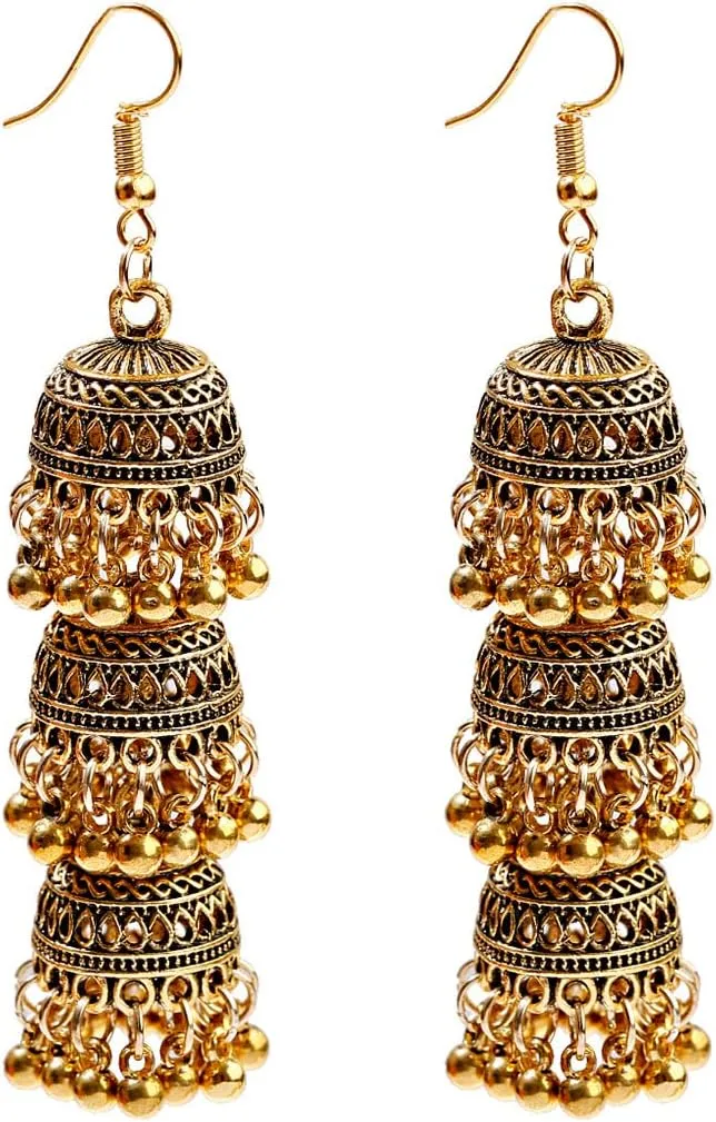 Vintage Ethnic Bohemian Long Bell Earrings - Exotic Indian Jewelry for Women
