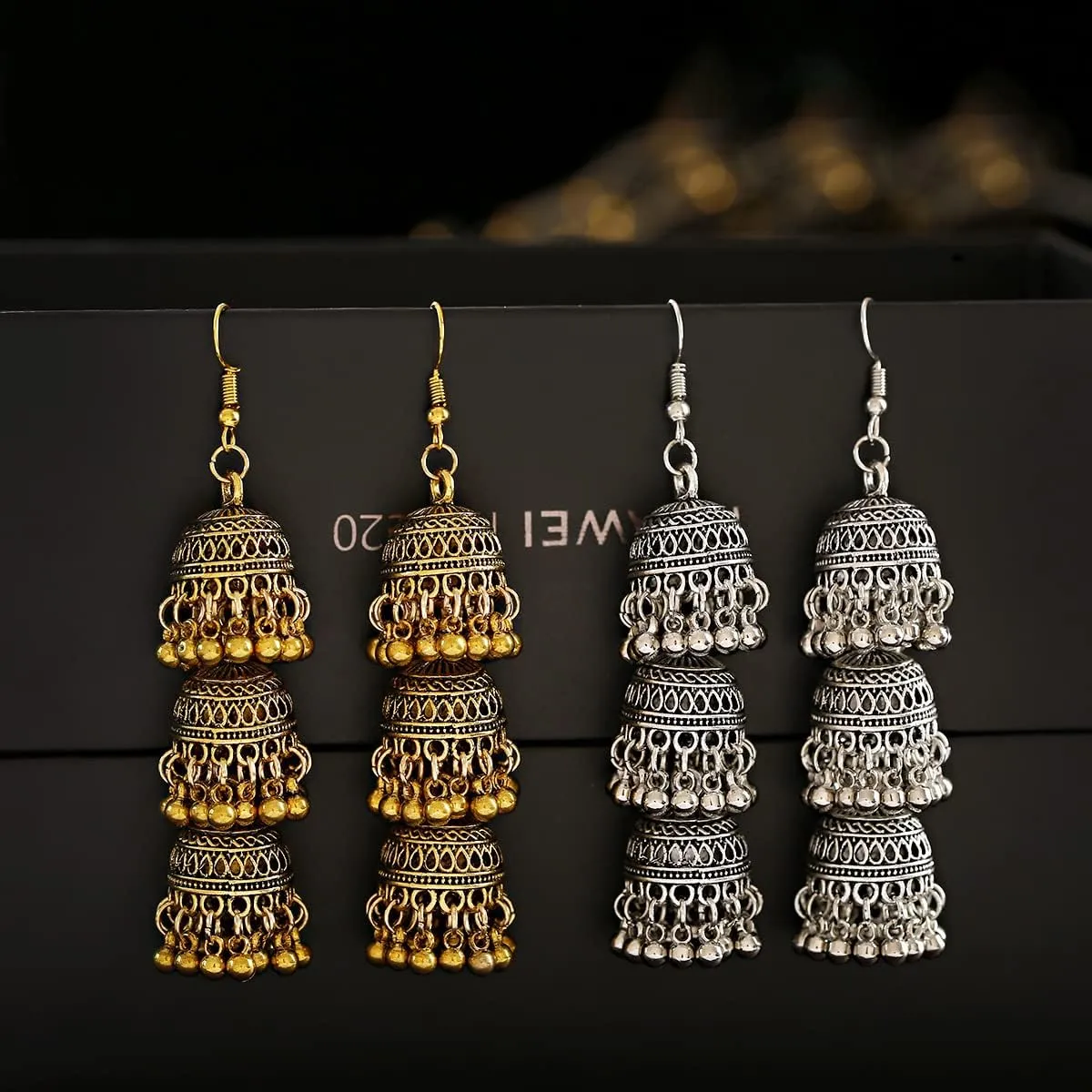 Vintage Ethnic Bohemian Long Bell Earrings - Exotic Indian Jewelry for Women