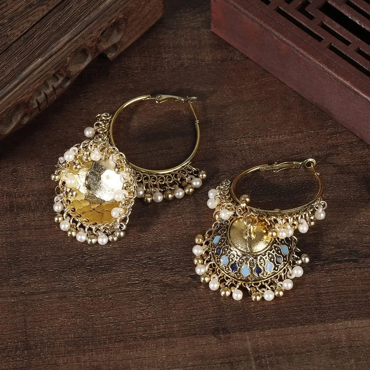Vintage Ethnic Bohemian Long Bell Earrings - Exotic Indian Jewelry for Women