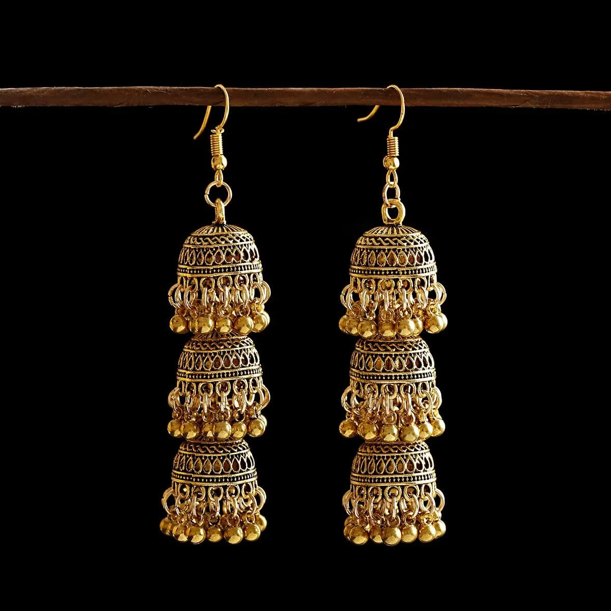 Vintage Ethnic Bohemian Long Bell Earrings - Exotic Indian Jewelry for Women