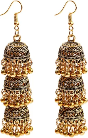 Vintage Ethnic Bohemian Long Bell Earrings - Exotic Indian Jewelry for Women
