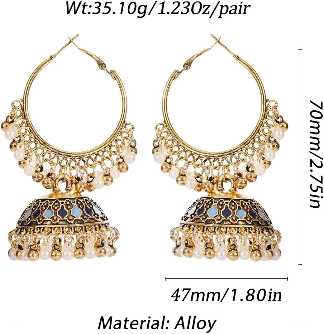 Vintage Ethnic Bohemian Long Bell Earrings - Exotic Indian Jewelry for Women