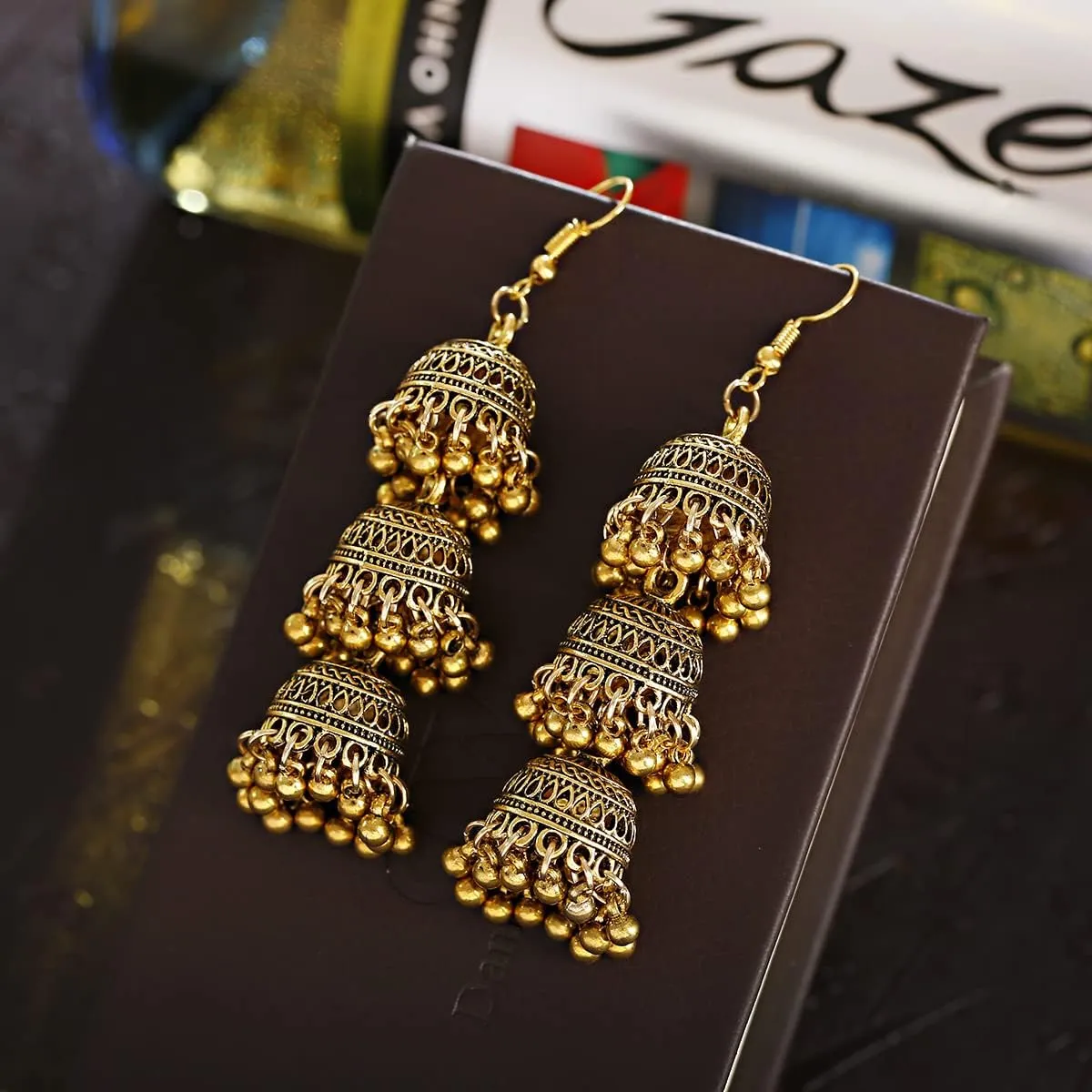 Vintage Ethnic Bohemian Long Bell Earrings - Exotic Indian Jewelry for Women
