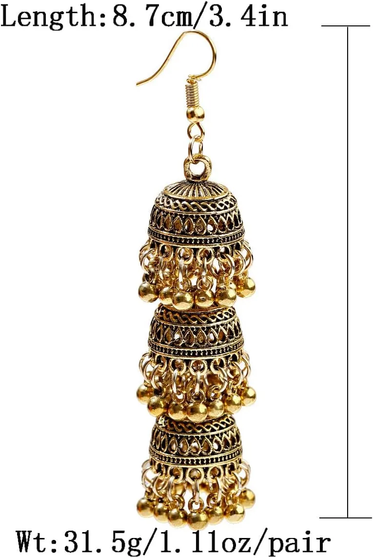 Vintage Ethnic Bohemian Long Bell Earrings - Exotic Indian Jewelry for Women