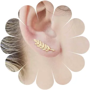 Vintage Leaf Ear Climber Earrings Gold Leaf Crawler Earring Filigree Leaves Ear Climber Crawler Earring Minimalist Leaves Earrings Jewelry for Women