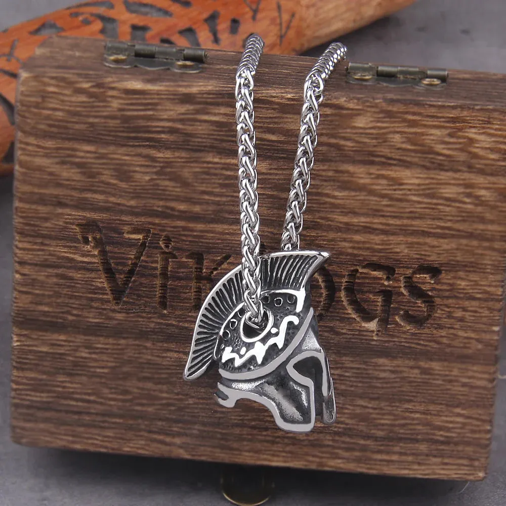 Vintage Roma Helmet Stainless Stee Viking Necklace