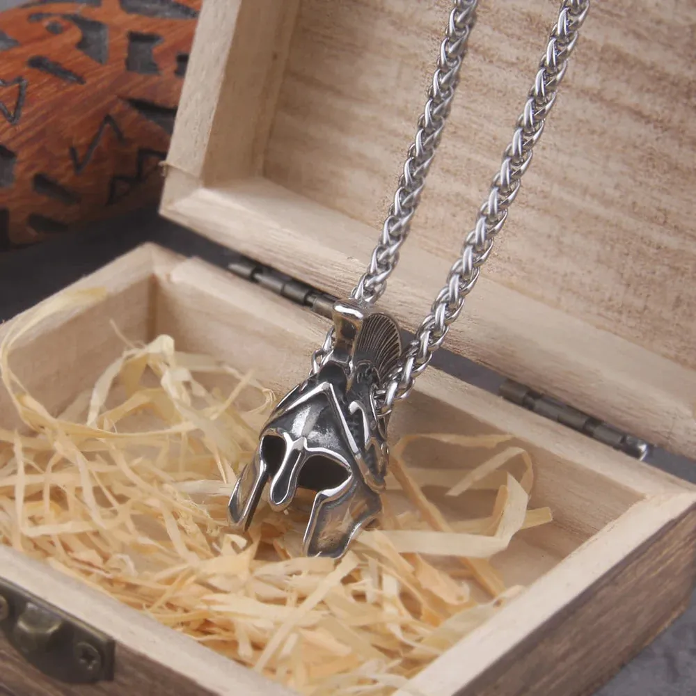 Vintage Roma Helmet Stainless Stee Viking Necklace