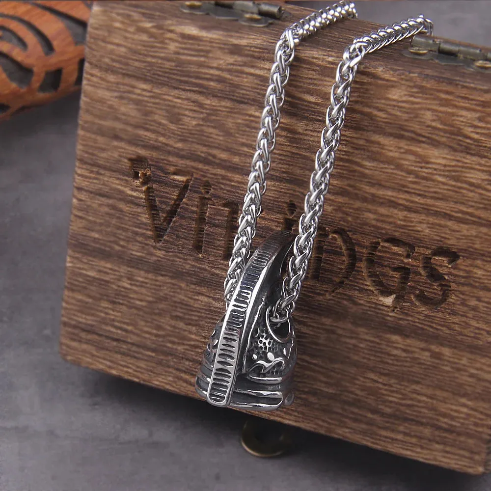 Vintage Roma Helmet Stainless Stee Viking Necklace