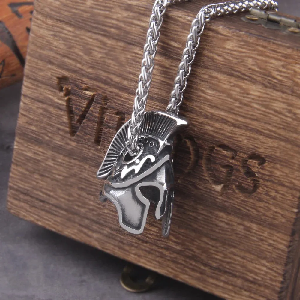 Vintage Roma Helmet Stainless Stee Viking Necklace