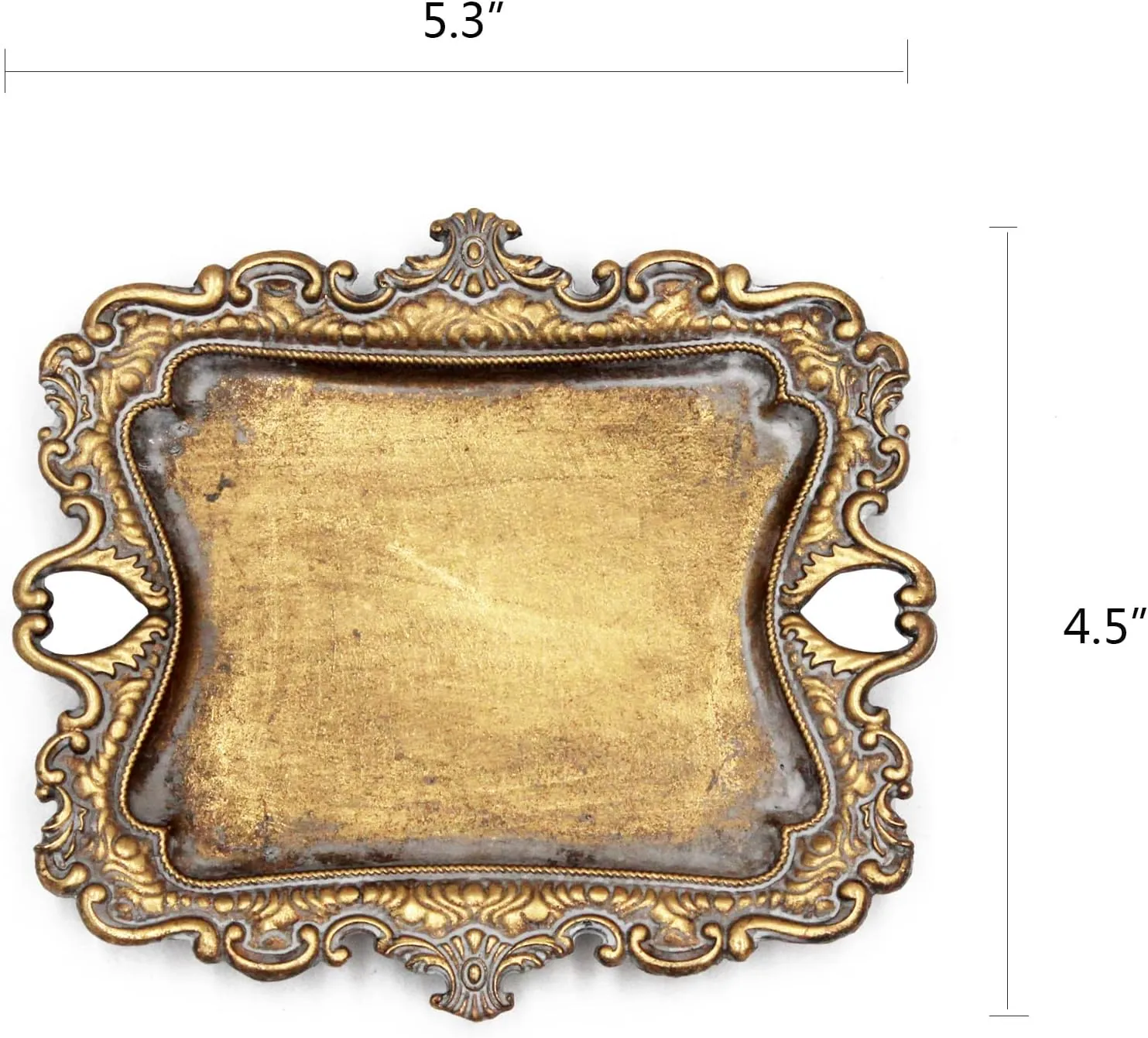Vintage Small Gold Ring Dish, Birthday & Wedding Gifts for WomenWedding Ring Tray - 5.3 x 4.5 inches