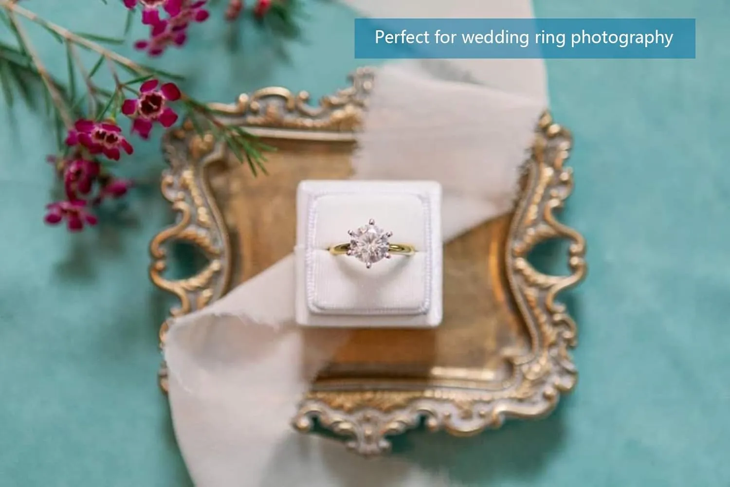 Vintage Small Gold Ring Dish, Birthday & Wedding Gifts for WomenWedding Ring Tray - 5.3 x 4.5 inches