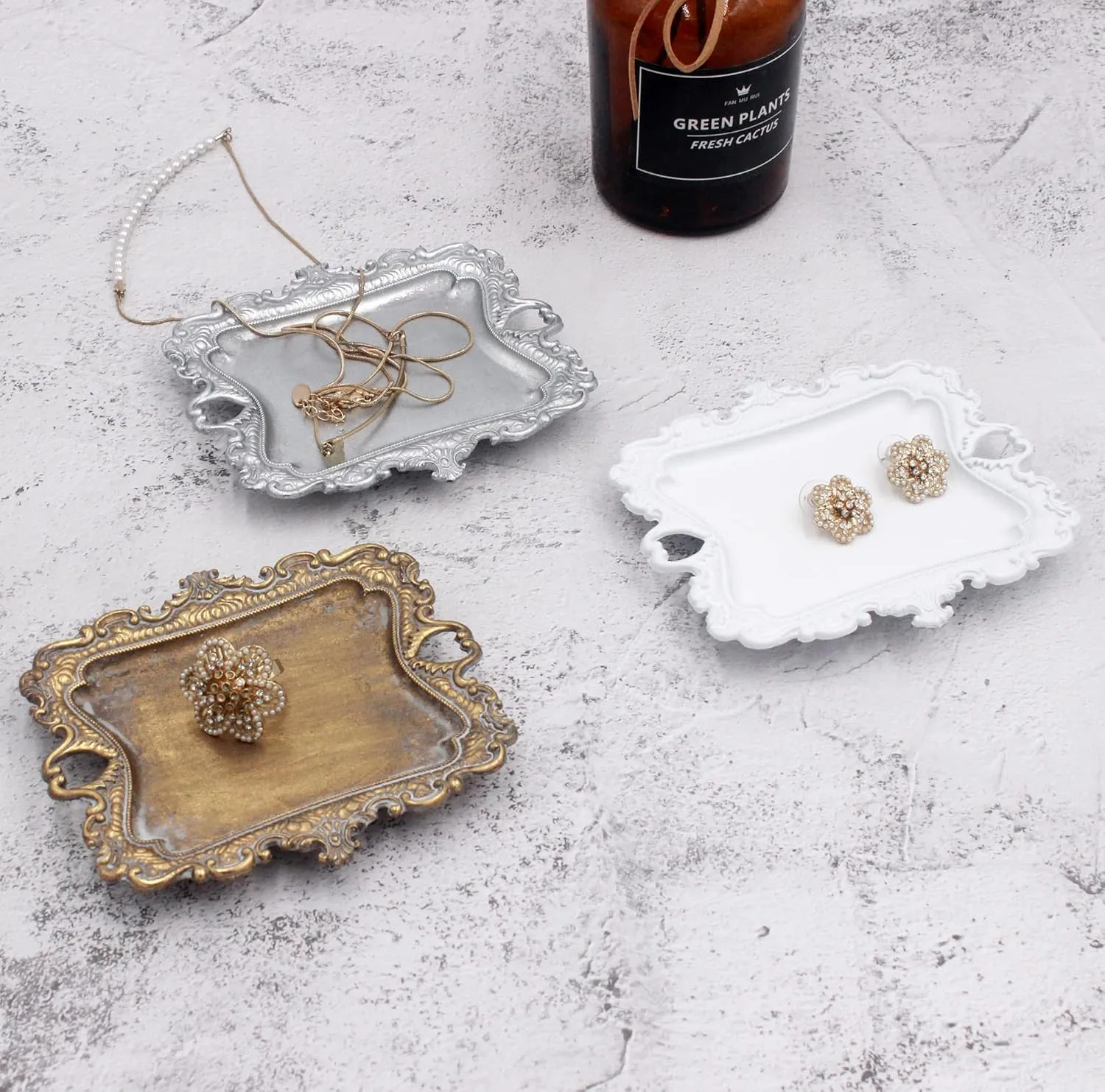 Vintage Small Sliver Ring Dish, Birthday & Wedding Gifts for WomenWedding Ring Tray -Sliver (1 PACK)
