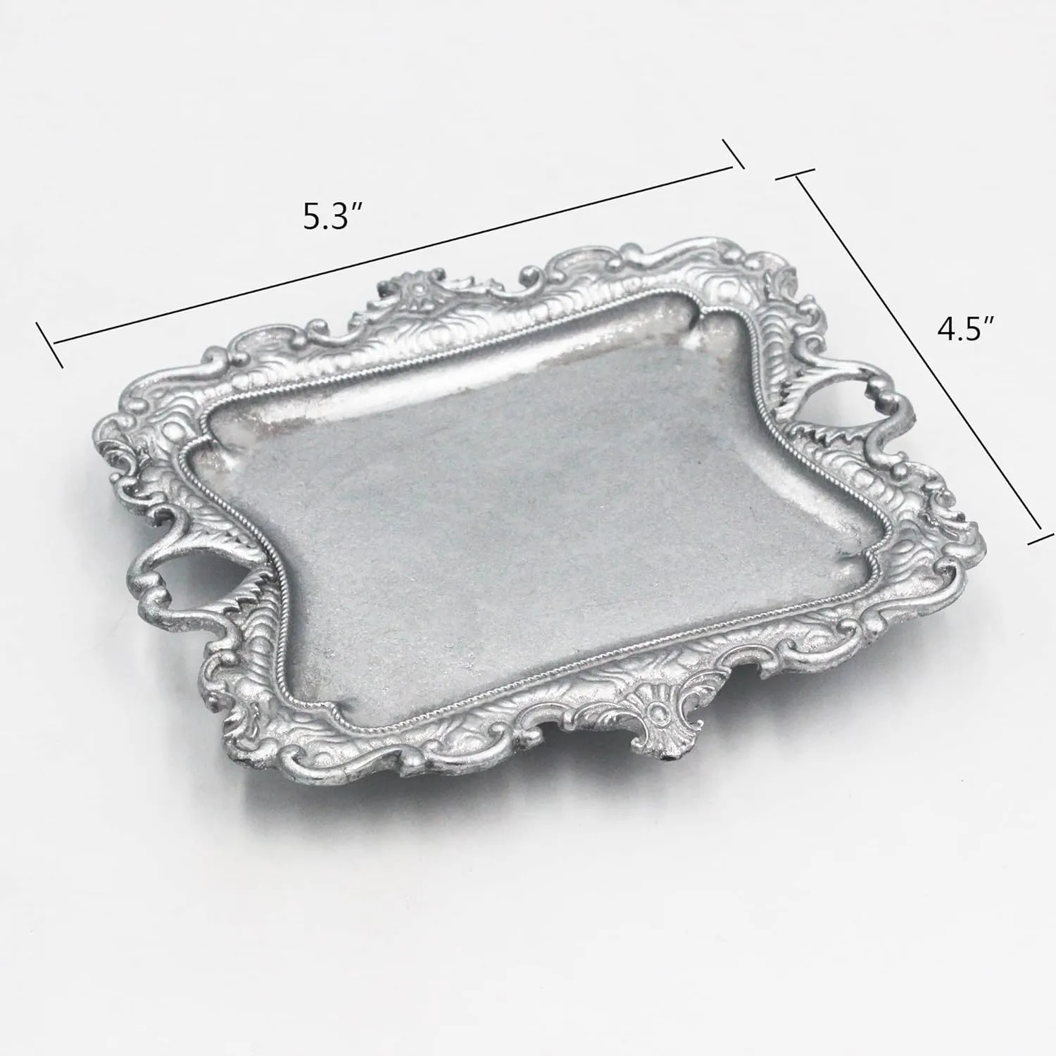 Vintage Small Sliver Ring Dish, Birthday & Wedding Gifts for WomenWedding Ring Tray -Sliver (1 PACK)