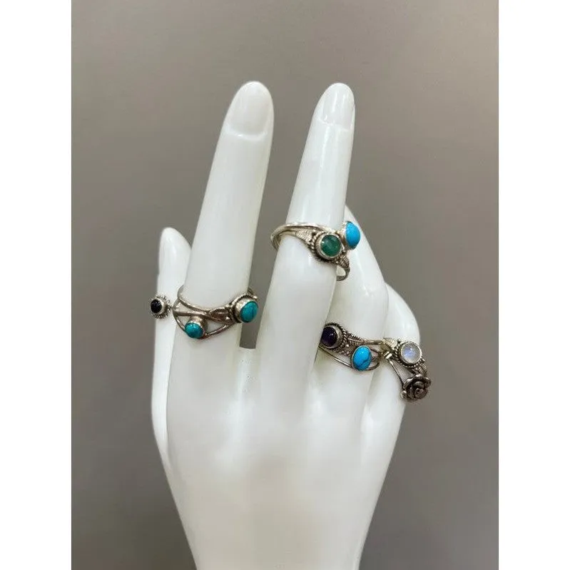 Vintage Tropical Breeze: Sterling Silver Rings Infused with Comfort and Vibes