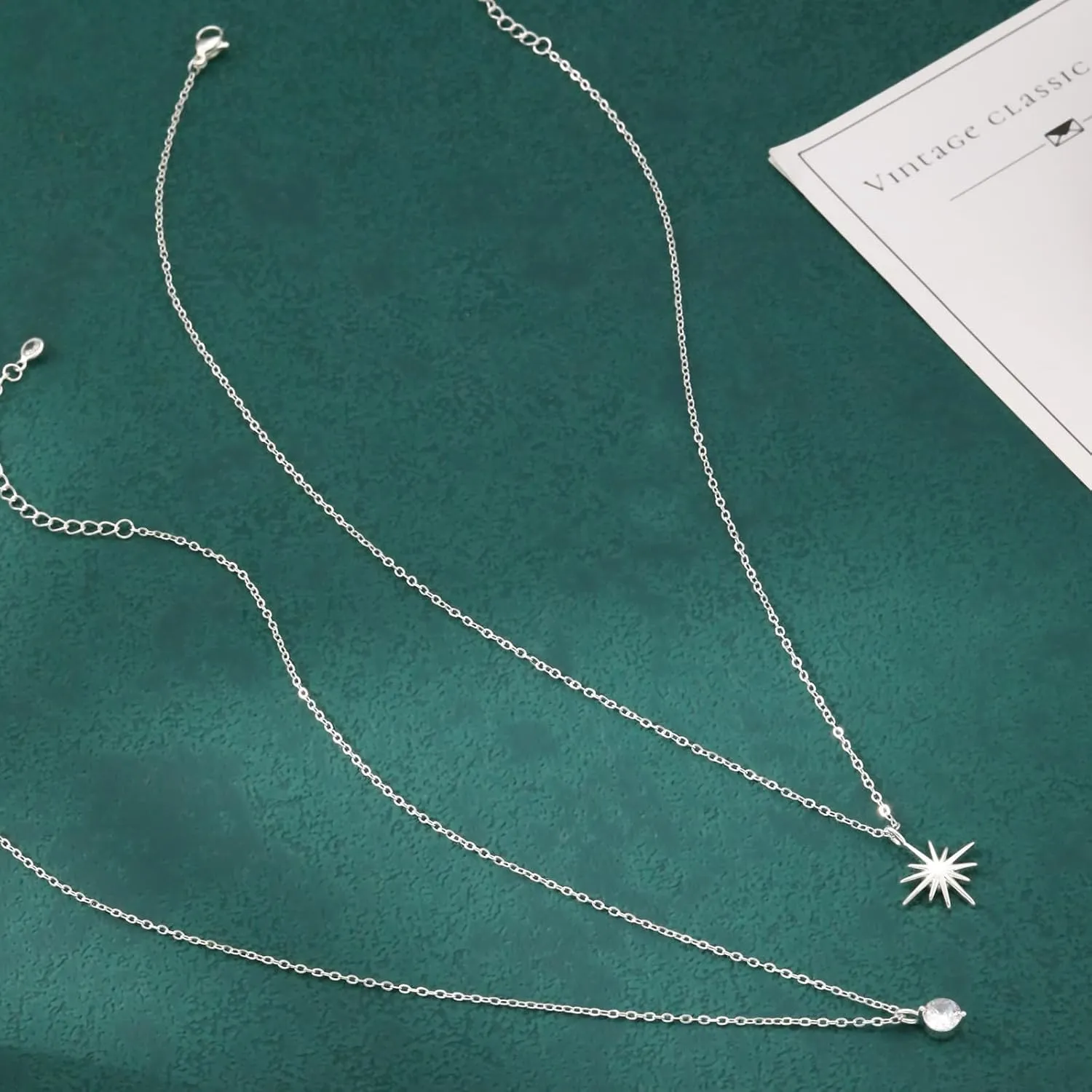 VIROMY Dainty Gold/Silver Necklaces for Women Trendy,14K Gold Plated Cubic Zirconia Diamond Pendant Choker Necklace Layered Adjustable Necklace for Women Everyday Fashion Jewelry Gifts