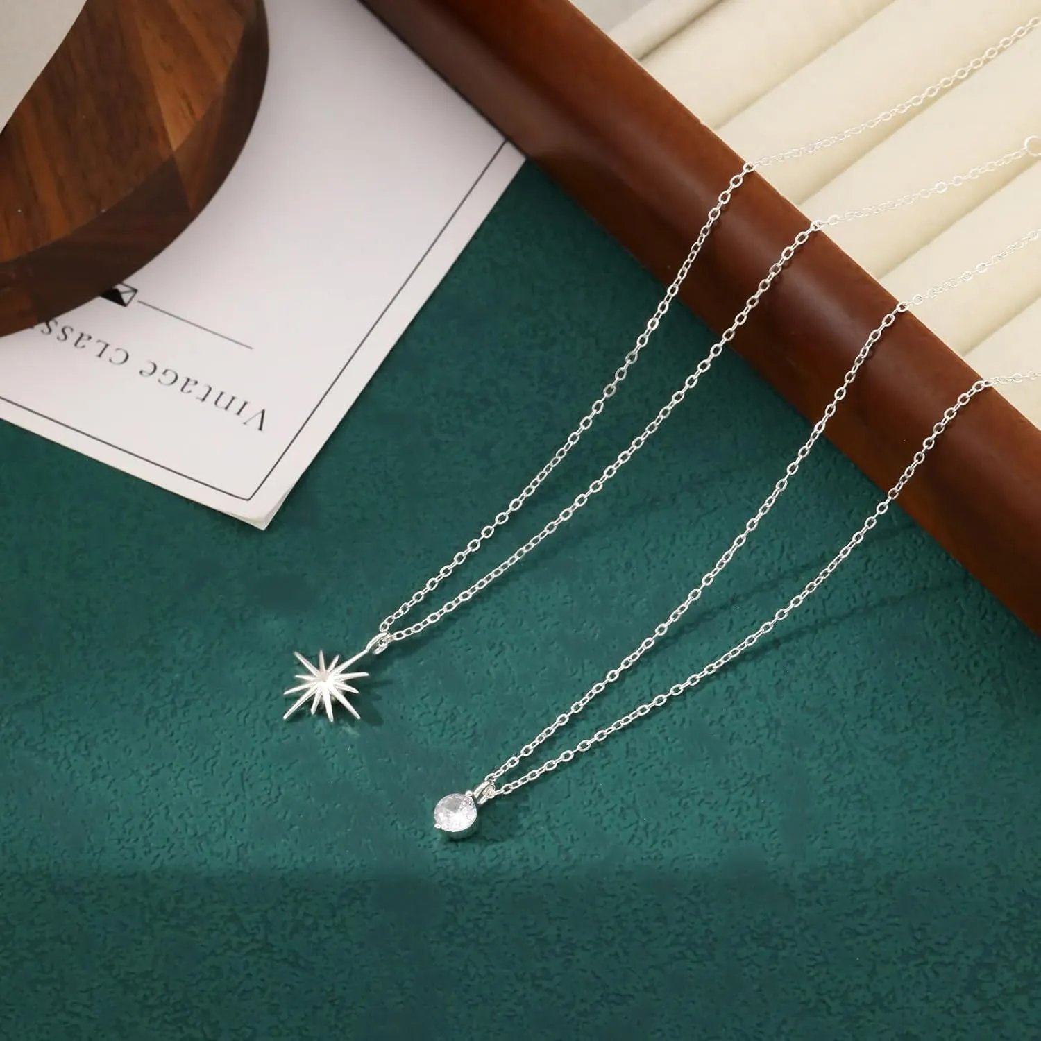 VIROMY Dainty Gold/Silver Necklaces for Women Trendy,14K Gold Plated Cubic Zirconia Diamond Pendant Choker Necklace Layered Adjustable Necklace for Women Everyday Fashion Jewelry Gifts