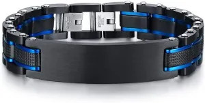 VNOX Personalized Religious Jewelry-Inspirational Christian Faith Bible Verse Quote Elegant Stainless Steel Two-Tone Blue&Black Link Bracelet Encouragement Gift for Men Boys Dad Son