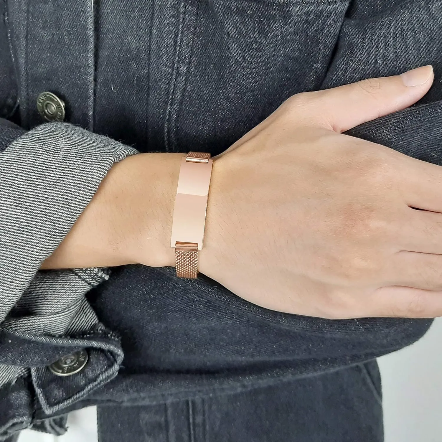 VNOX Unisex Adjustable Mesh ID Bracelets Wristband Personalized Engraved Quote for Lover Wife Husband Couple Bracelet To Love Anniversary Birthday Gifts