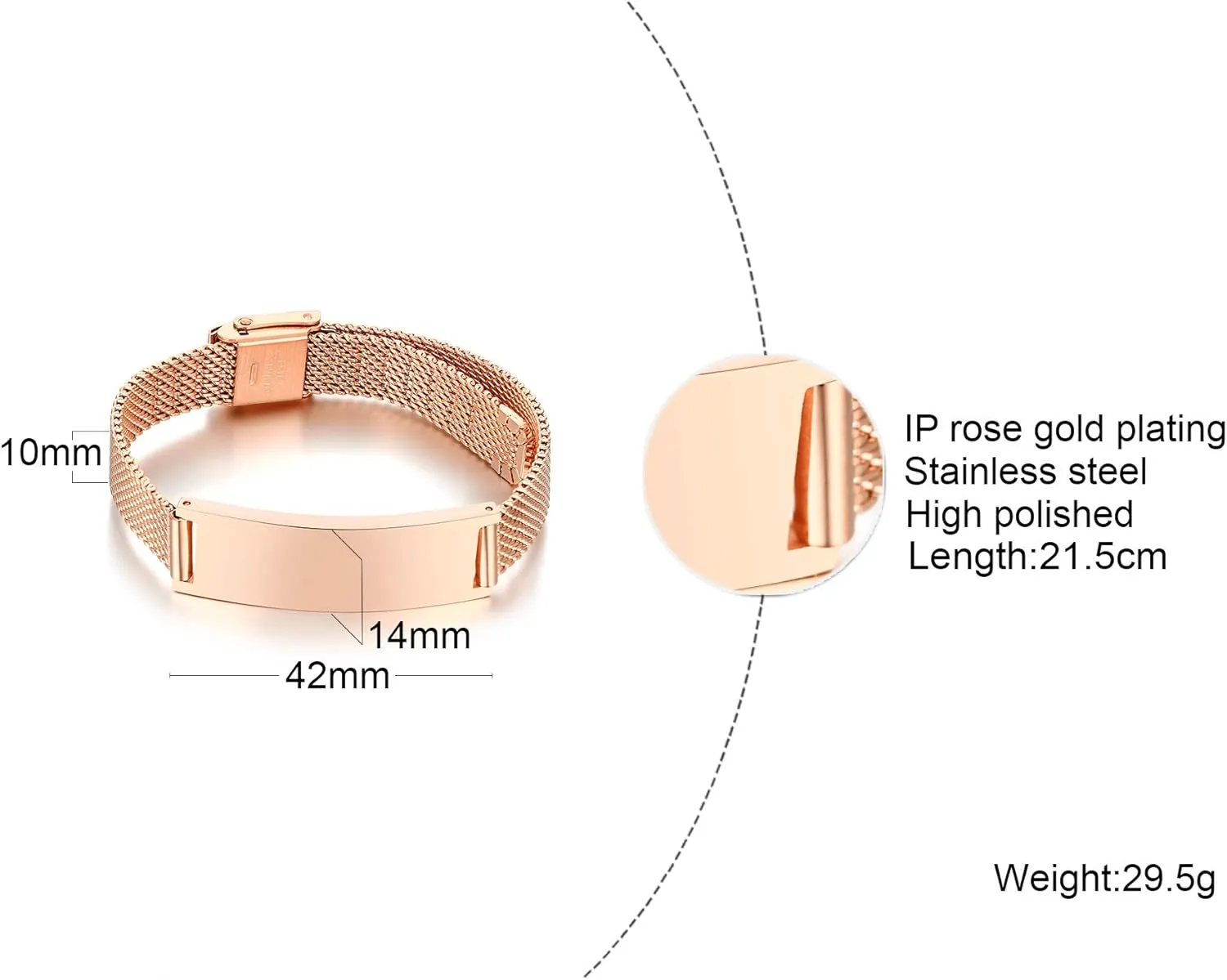 VNOX Unisex Adjustable Mesh ID Bracelets Wristband Personalized Engraved Quote for Lover Wife Husband Couple Bracelet To Love Anniversary Birthday Gifts