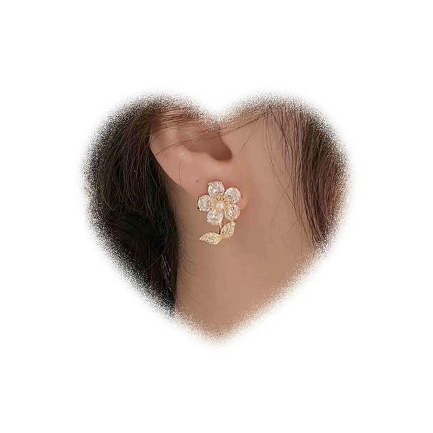 W WEILIRIAN Vintage Crystal Flower Earrings for Teen Girls Rhinestone Flower Dangle Earrings Gold Flower Stud Earrings Sparkly Cz Earrings Paved Bridal Wedding Earrings Jewelry for Women Gifts
