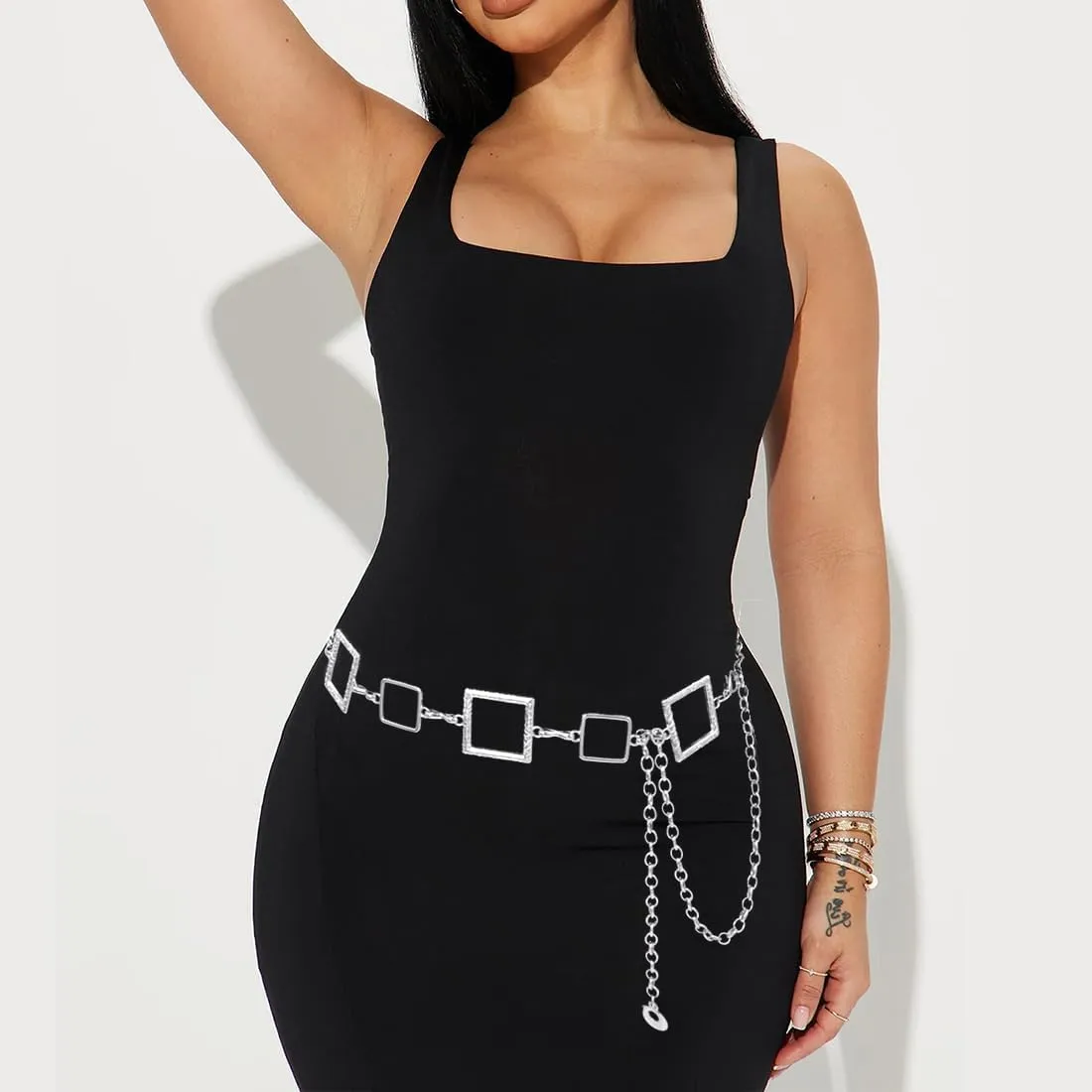 Waist Chain for Women Metal Belly Belt Adjustable Waist Belt for Dress Vest Jeans