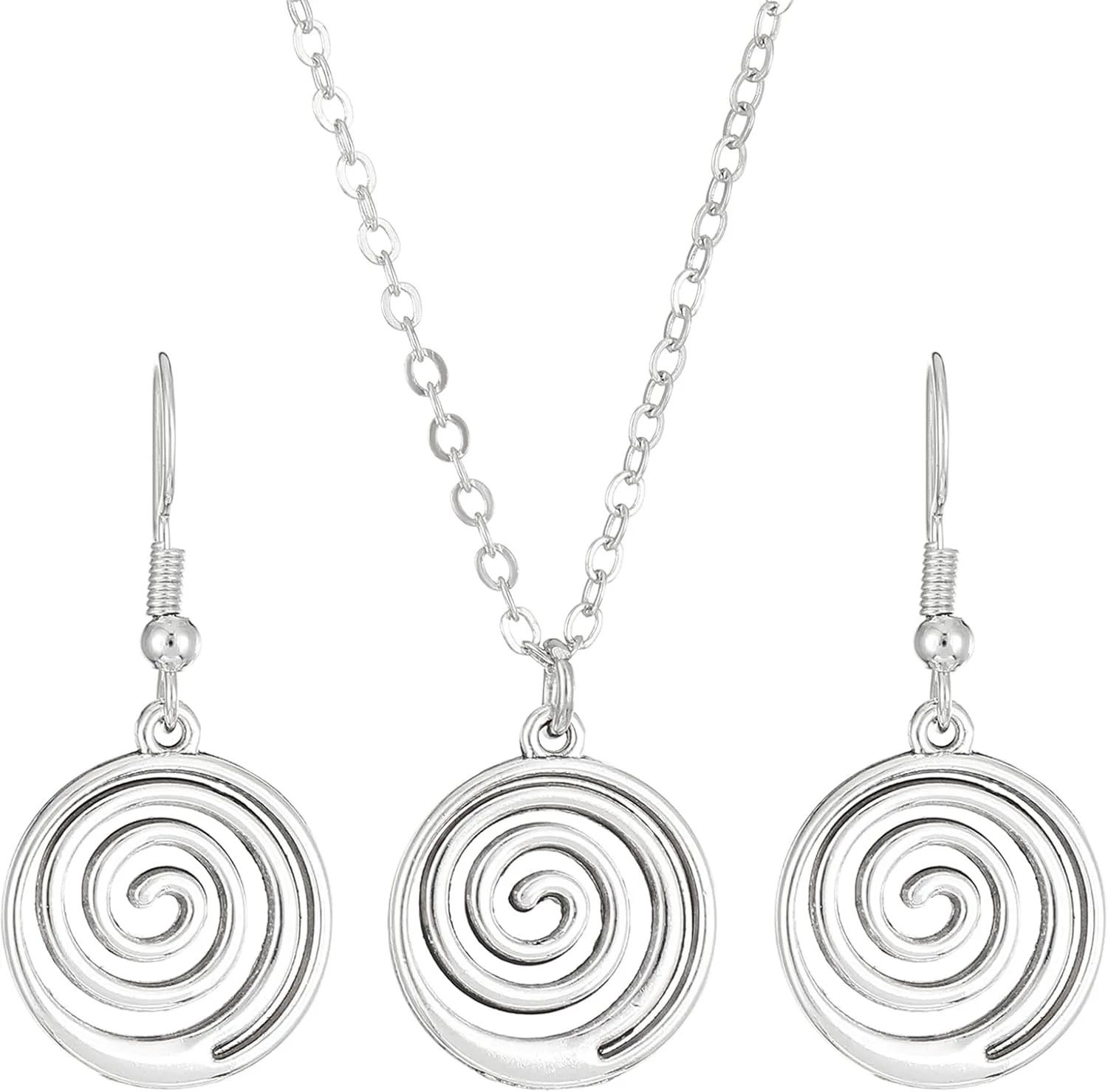 WCRAZYE Boho Geometric Tribal Swirl Wire Spiral Earrings Necklace Sets for Women Lightweight Minimalist Simple Spiral Earrings Round Spiral Statement Earrings Fashion Jewelry Gifts