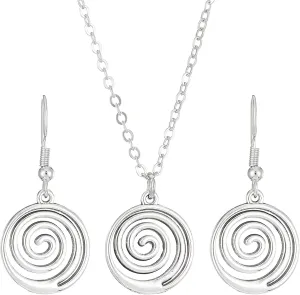 WCRAZYE Boho Geometric Tribal Swirl Wire Spiral Earrings Necklace Sets for Women Lightweight Minimalist Simple Spiral Earrings Round Spiral Statement Earrings Fashion Jewelry Gifts
