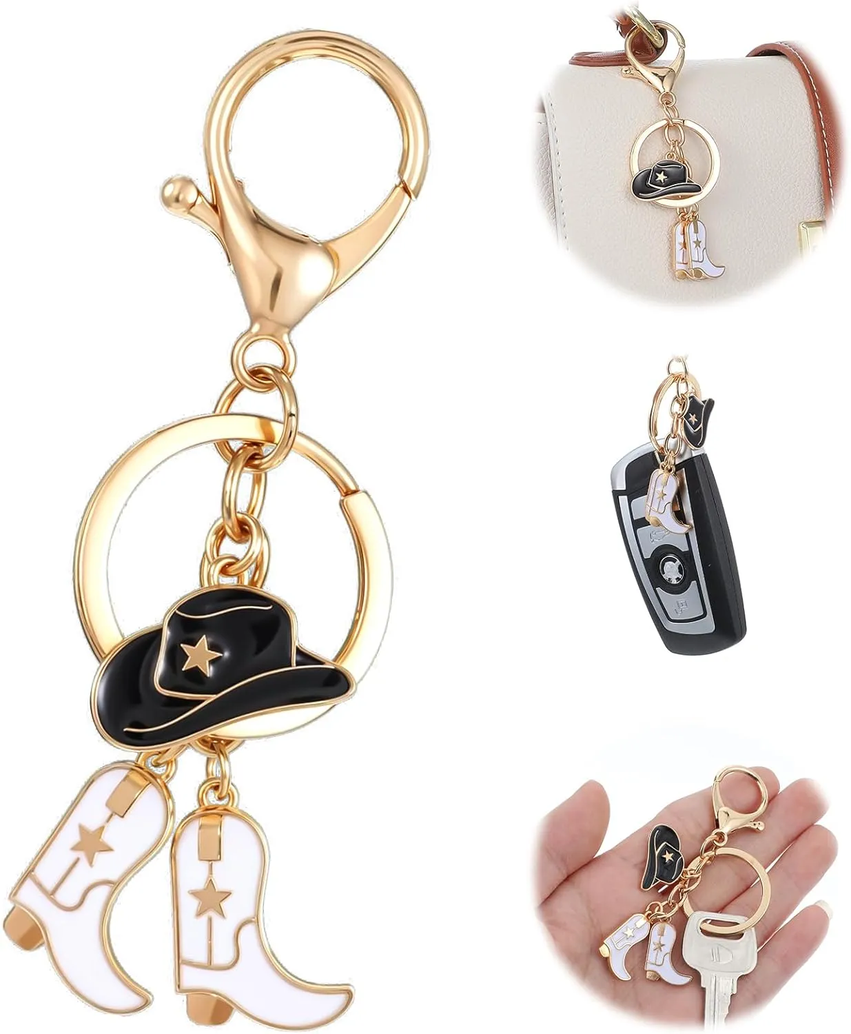 Western Keychain, Cowboy Hat and Cowboy Boots Key Ring Cute Cowboy Key Chain For Men Women Cowgirl Accessories